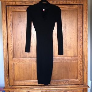 Long Black Lace Up Dress